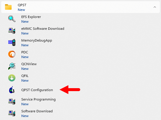 Open QPST Tool Configuration